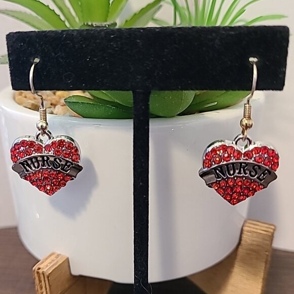 Handmade Heart Shaped "Nurse" Dangle Drop Earrings NEW Multi-Color Ladies Casual - Picture 1 of 6